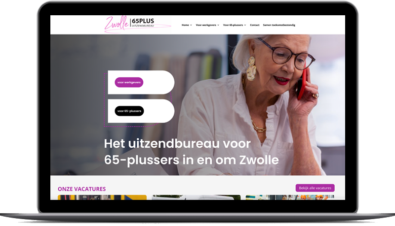 zwolle65plus de rand is een laptop met daar op een website van een straatenmakers bedrijf dat bedrijf heet van gelder fij